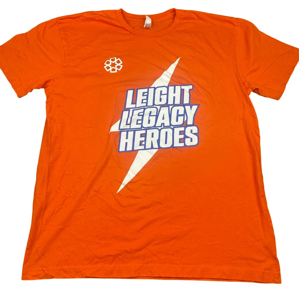 LAT Apparel Mens Leight Legacy Heroes Graphic T-Shirt Size L Orange Short Sleeve